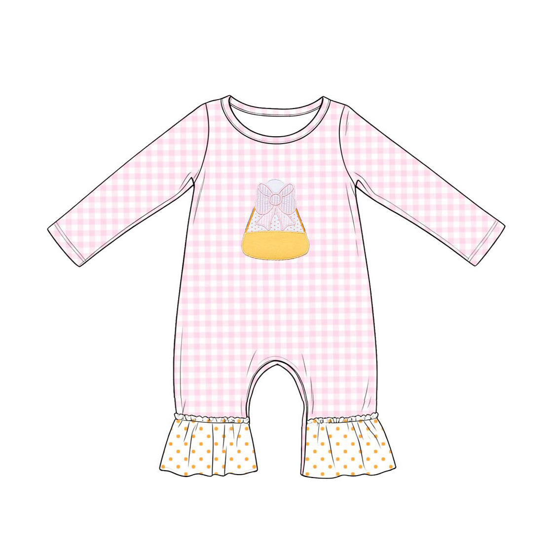 Toddle baby girl Halloween candy cane long sleeve romper preorder