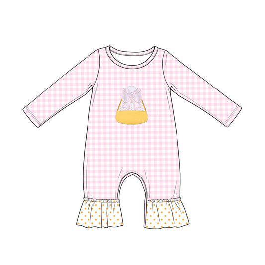 Toddle baby girl Halloween candy cane long sleeve romper preorder