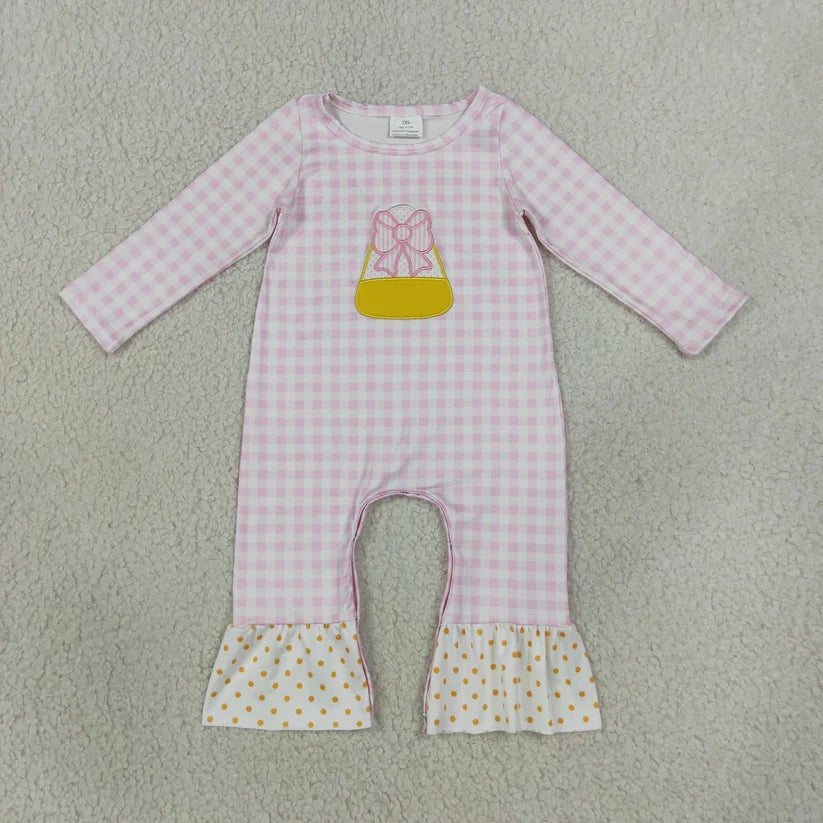 Halloween candy cane long sleeve embroidery tunic top matching leggings girls outfit