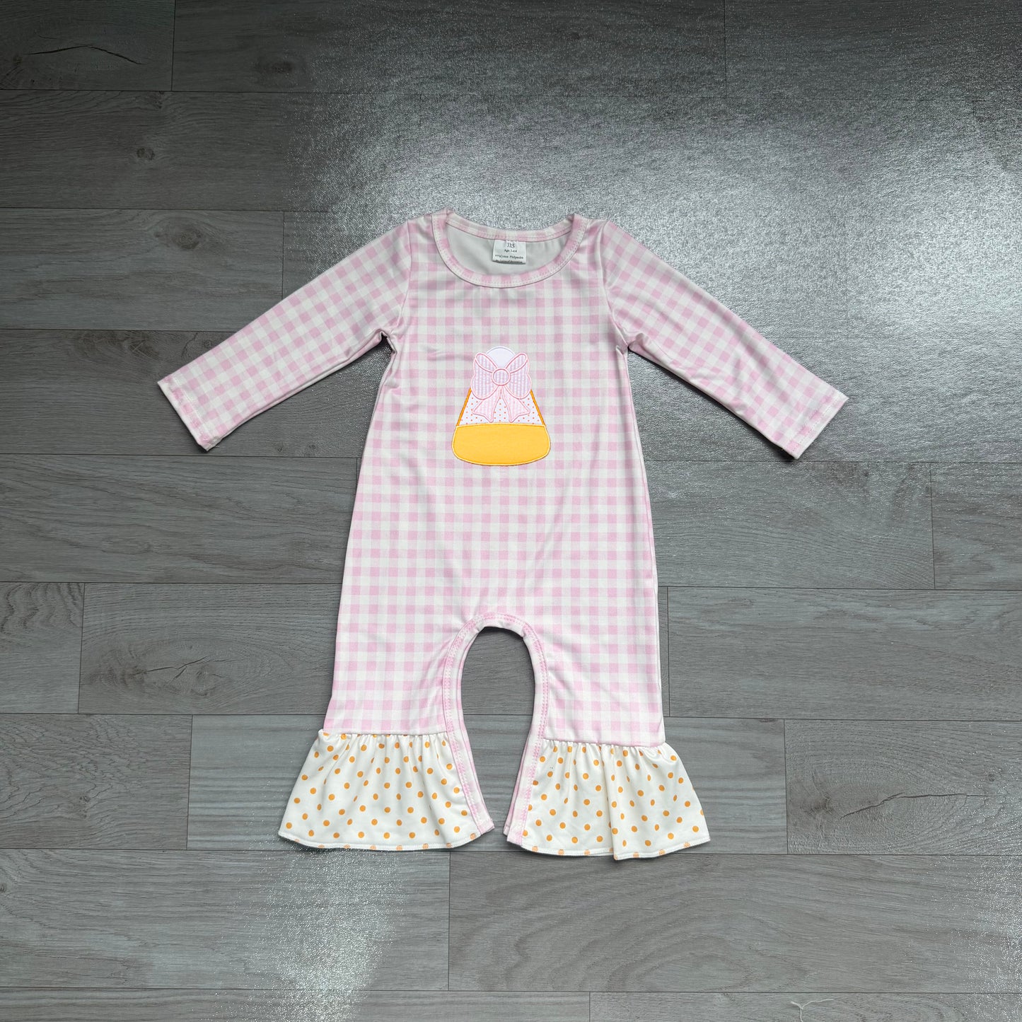 Toddle baby girl Halloween embroidery candy cane long sleeve romper preorder