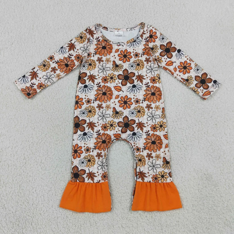 Toddle baby fall season long sleeve flowers romper