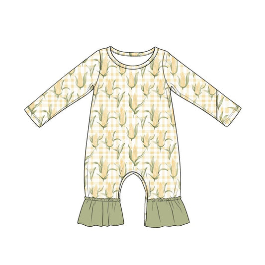 Toddle baby corn print long sleeve flowers romper preorder