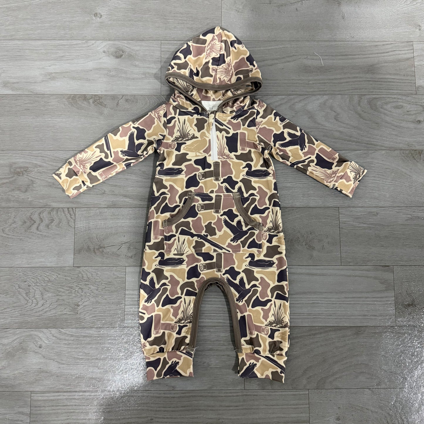 Toddle baby duck print long sleeve hoodie romper preorder