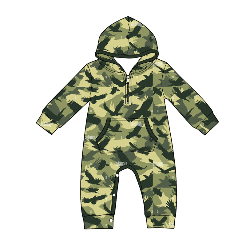 Toddle baby duck print long sleeve hoodie romper preorder