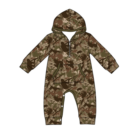 Toddle baby hunting season long sleeve hoodie romper preorder