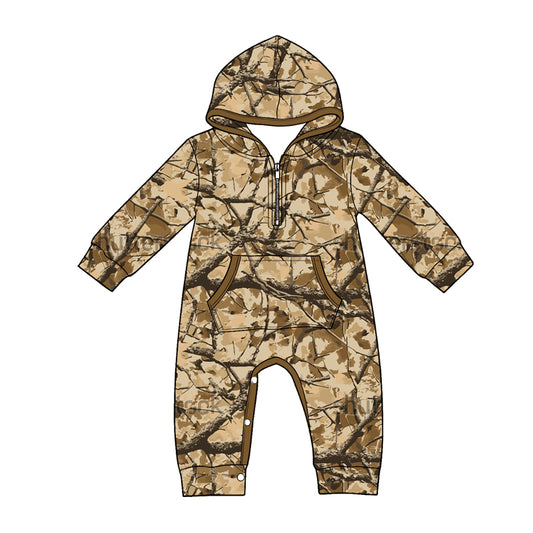 Toddle baby hunting season camo long sleeve hoodie romper preorder