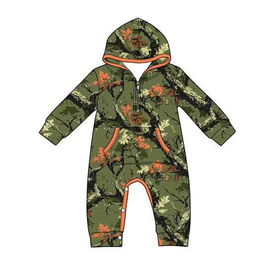Toddle baby hunting season camo long sleeve hoodie romper preorder