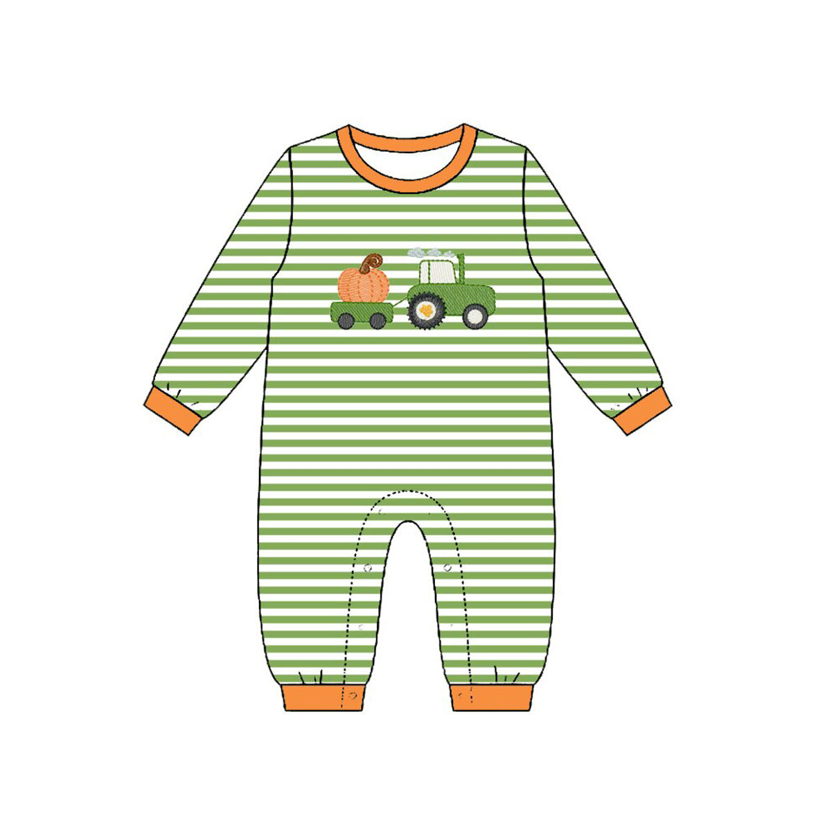 Toddle baby boy long sleeve pumpkin truck romper preorder