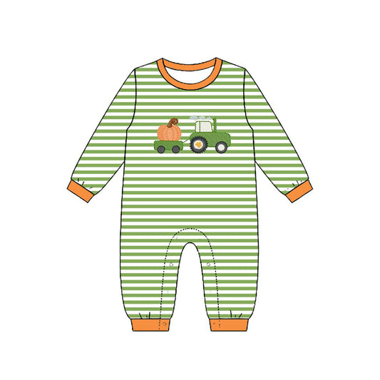 Toddle baby boy long sleeve pumpkin truck romper preorder