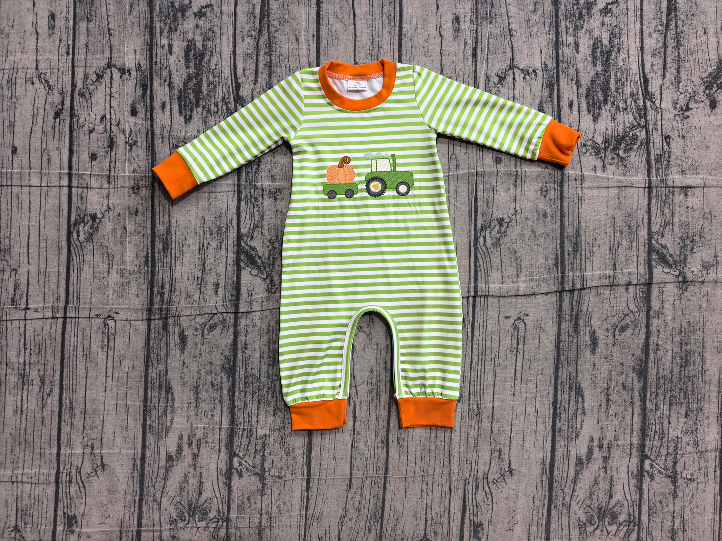 Toddle baby boy long sleeve embroidery pumpkin truck romper preorder