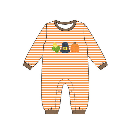 Toddle baby boy long sleeve Halloween pumpkin romper preorder
