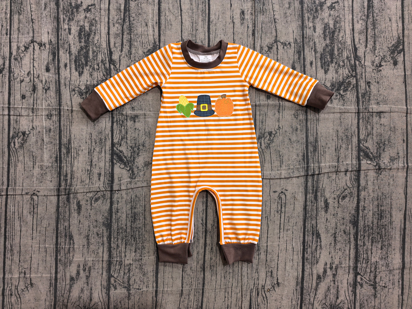 Toddle baby boy long sleeve embroidery Halloween pumpkin romper preorder