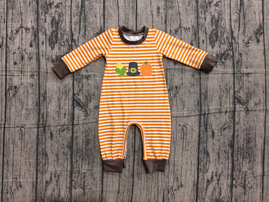 Toddle baby boy long sleeve embroidery Halloween pumpkin romper preorder