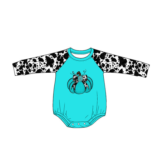 Toddle baby girl long sleeve cow bow pumpkin romper preorder