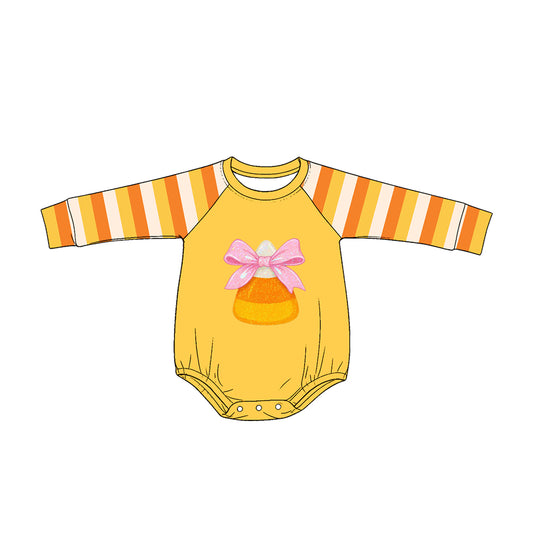 Toddle baby girl long sleeve Halloween candy cane romper preorder