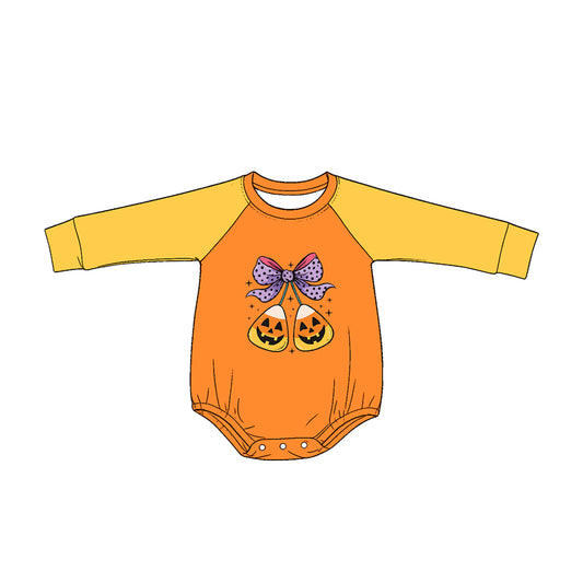 Toddle baby girl long sleeve Halloween candy cane romper preorder