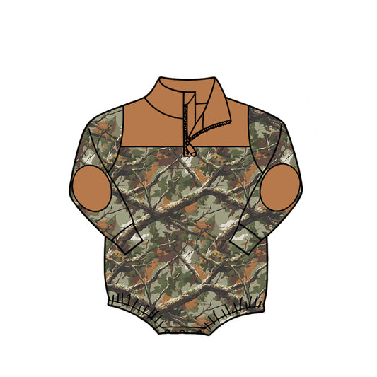 Toddle baby boy leaves print long sleeve romper preorder
