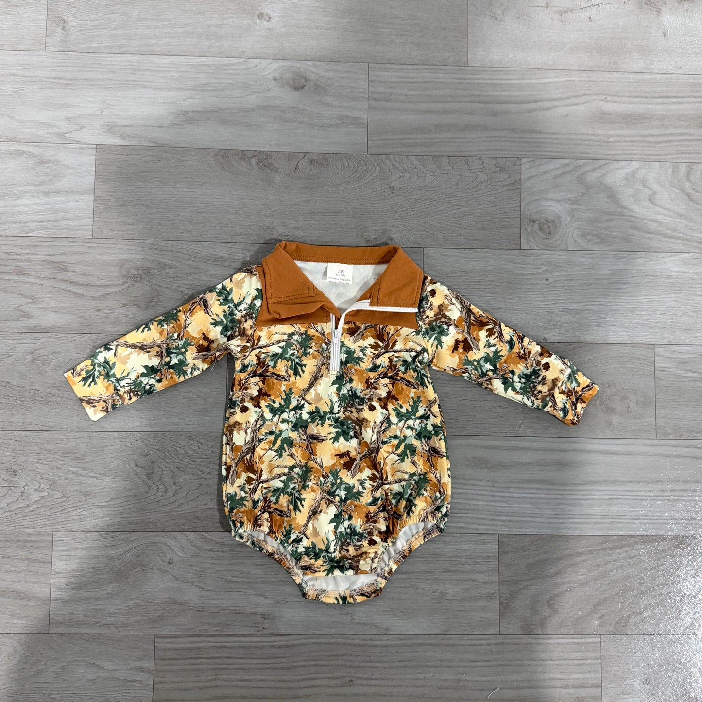 Toddle baby boy leaves print long sleeve romper preorder