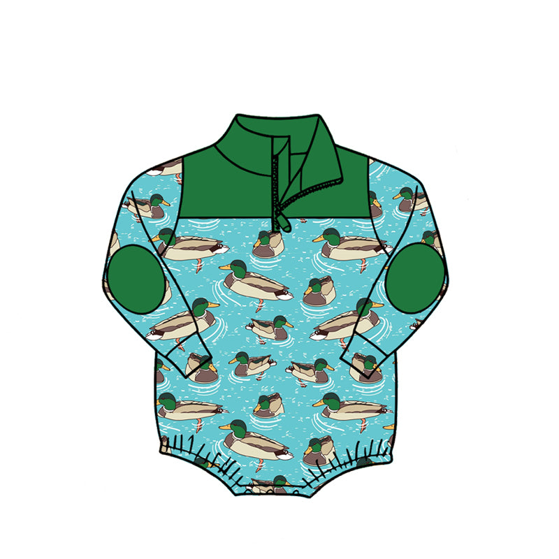 Toddle baby boy mallard duck print long sleeve romper preorder