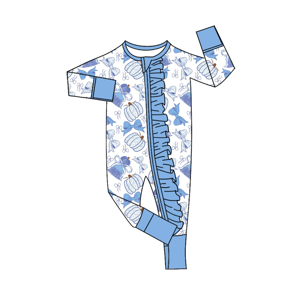 Toddle baby girl pumpkin print long sleeve romper preorder