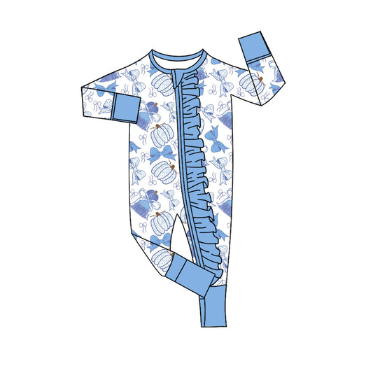 Toddle baby girl pumpkin print long sleeve romper preorder