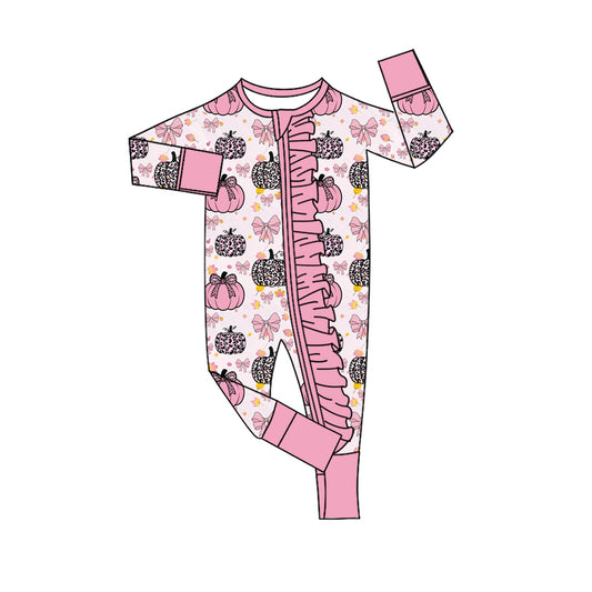Toddle baby girl pumpkin print long sleeve romper preorder