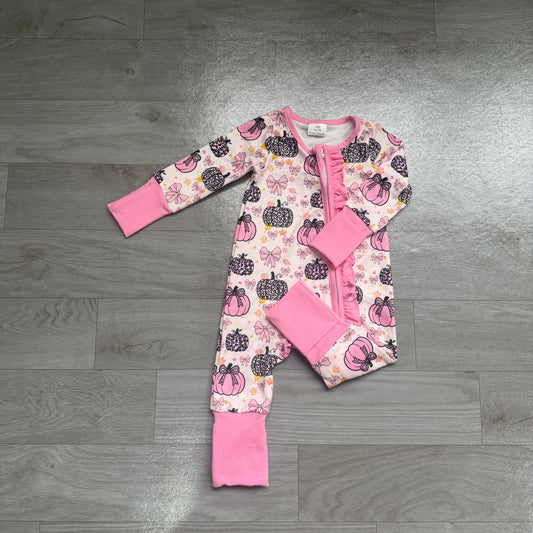 Toddle baby girl pumpkin print long sleeve romper preorder
