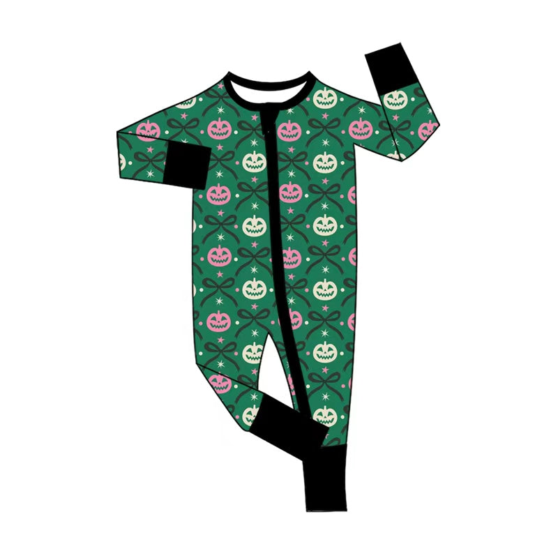 Toddle baby long sleeve halloween pumpkin romper preorder