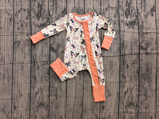 Toddle baby Halloween bow long sleeve romper preorder