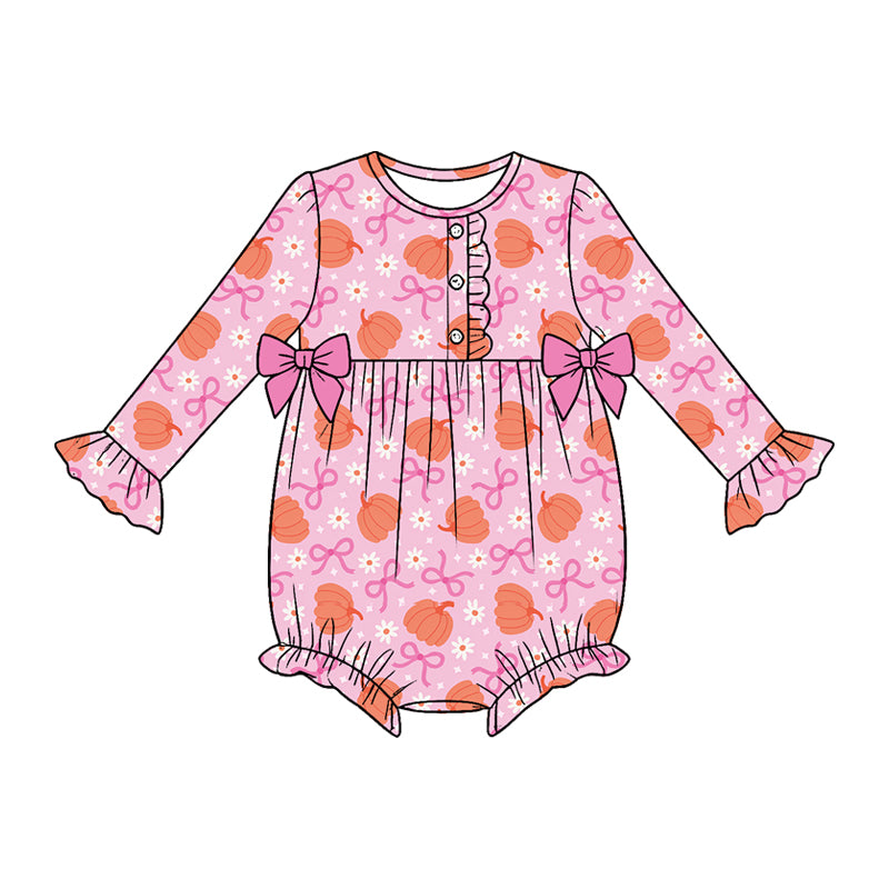 Toddle baby girls Halloween pumpkin long sleeve romper preorder