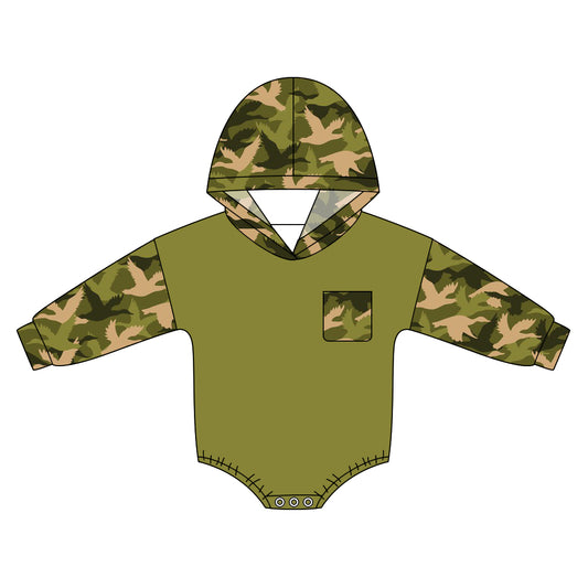 Toddle baby boy camo duck long sleeve hoodie romper preorder