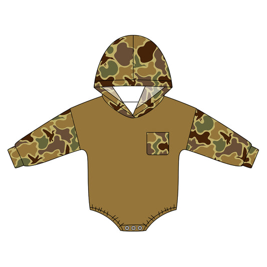 Toddle baby boy camo duck long sleeve hoodie romper preorder