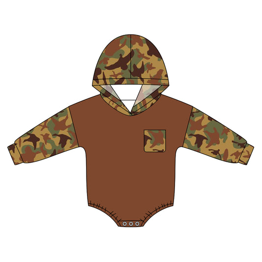 Toddle baby boy camo duck long sleeve hoodie romper preorder