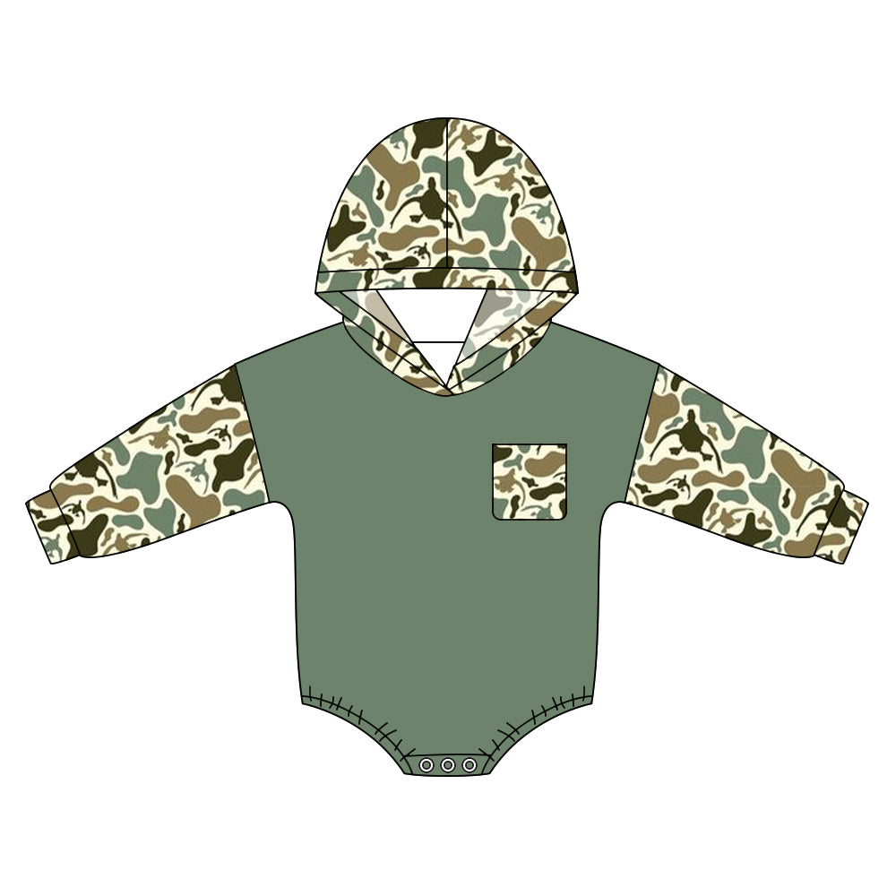 Toddle baby boy camo duck long sleeve hoodie romper preorder