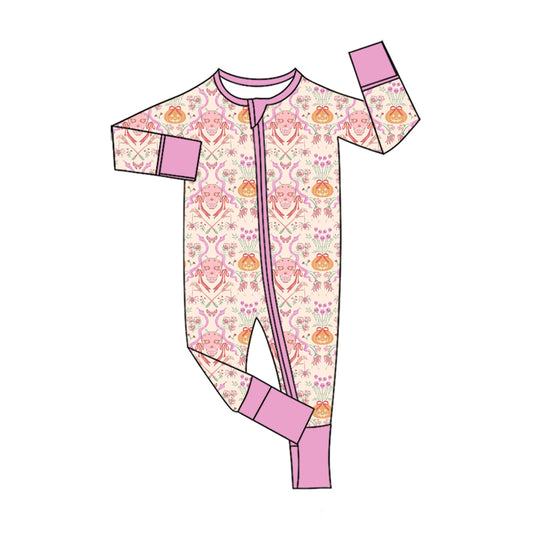 Toddle baby girl Halloween pumpkin long sleeve zip romper preorder