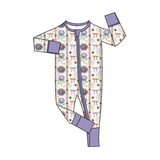 Toddle baby girl Halloween skull long sleeve zip romper preorder