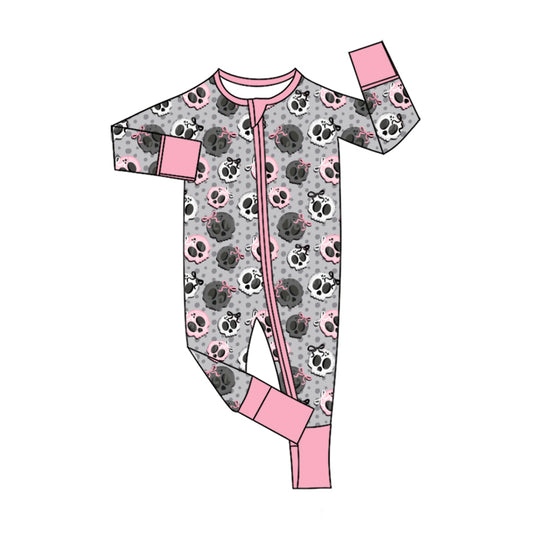 Toddle baby girl Halloween skull long sleeve zip romper preorder