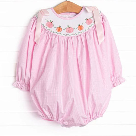 Toddle baby girl pink pumpkin long sleeve romper preorder