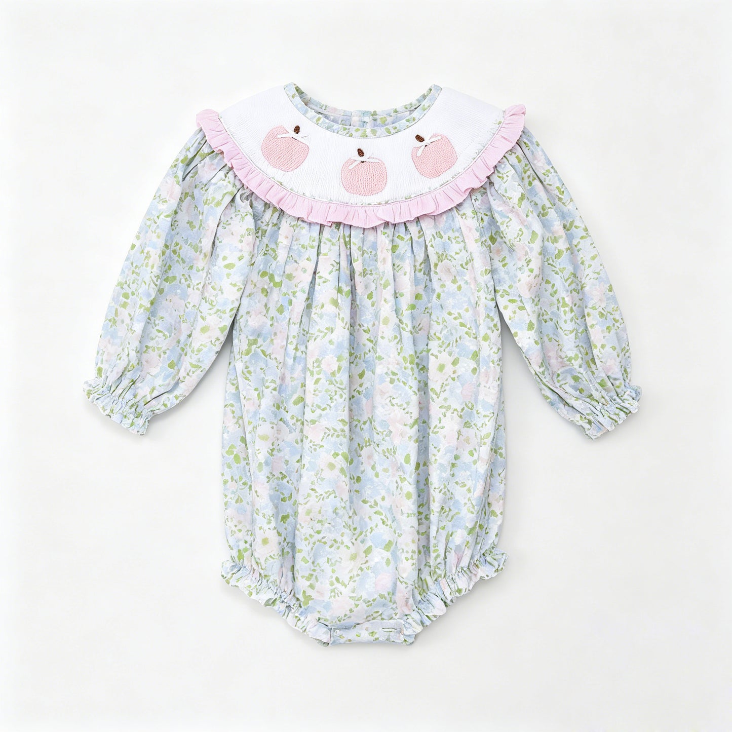 Toddle baby girl pink pumpkin blue floral long sleeve romper preorder