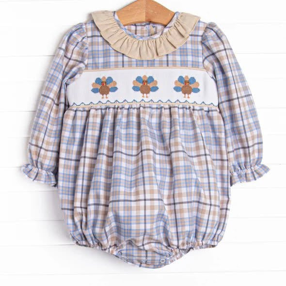 Toddle baby girl thanksgiving turkey long sleeve romper preorder
