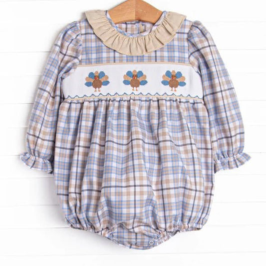 Toddle baby girl thanksgiving turkey long sleeve romper preorder