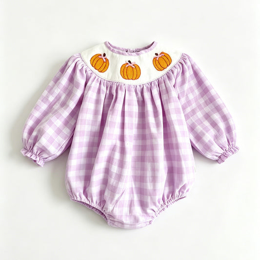 Toddle baby girl fall pumpkin long sleeve romper preorder
