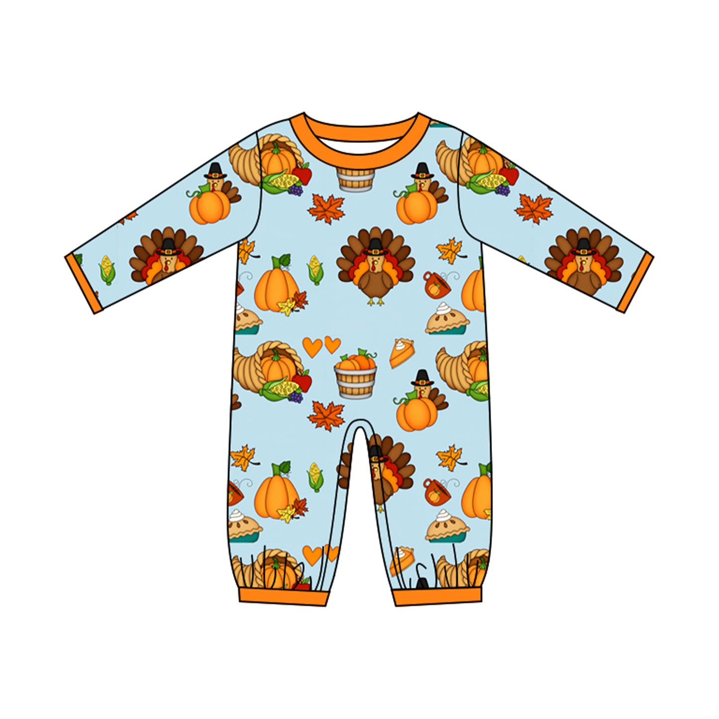 Toddle baby boy Thanksgiving turkey long sleeve romper preorder