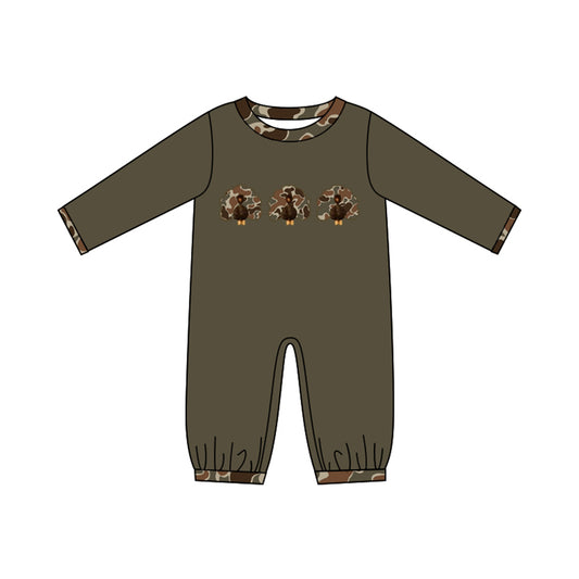 Toddle baby boy Thanksgiving camo turkey long sleeve romper preorder