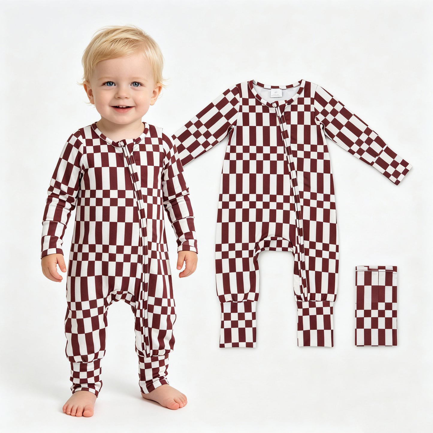 Toddle baby boy long sleeve plaid print romper