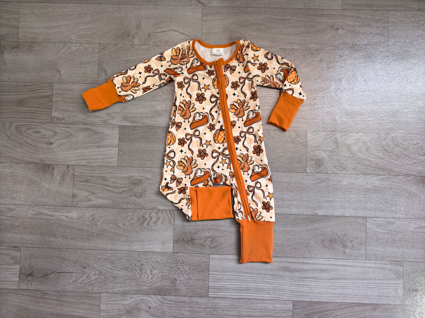 Toddle baby boy long sleeve thanksgiving turkey design romper preorder