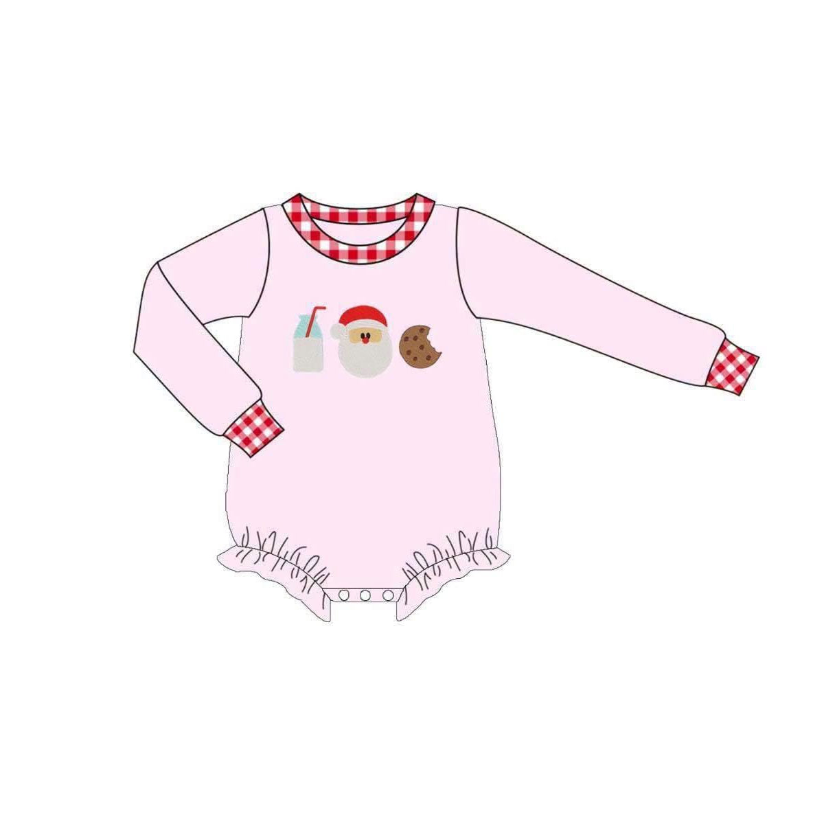 Toddle baby girl long sleeve Christmas santa cookie design romper preorder