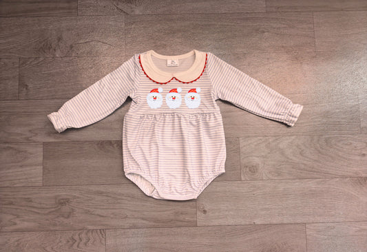 Toddle baby girl long sleeve Christmas embroidery santa design romper preorder