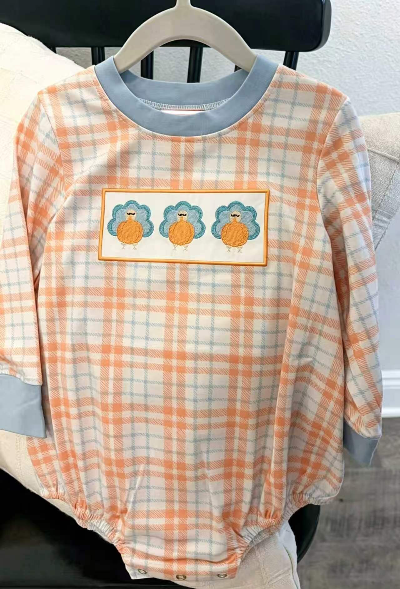 Toddle baby boy thanksgiving turkey design romper preorder
