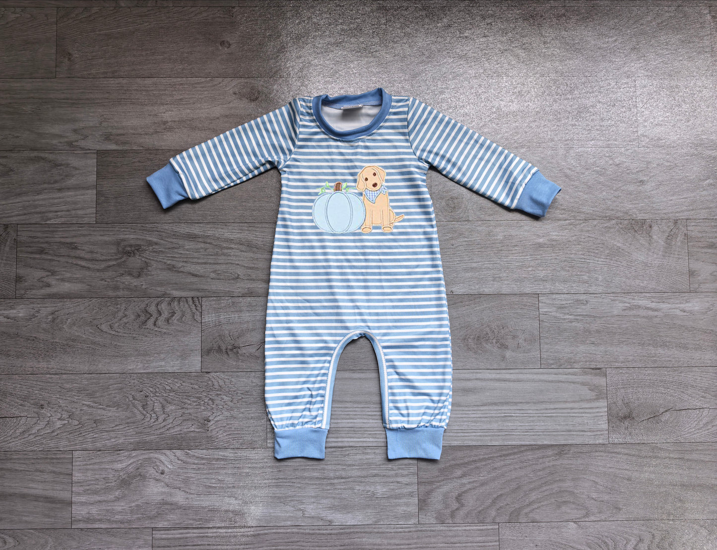 Toddle baby boy fall pumpkins embroidery design romper preorder